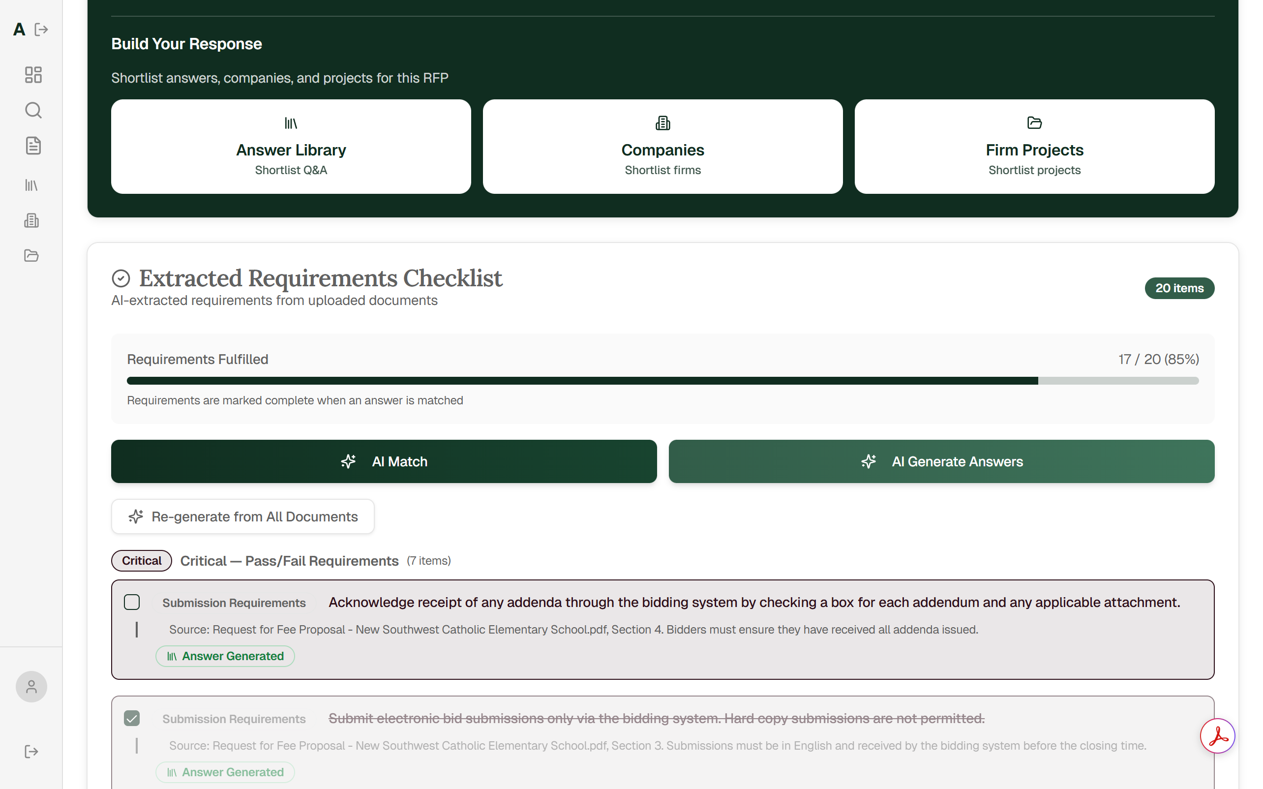 RFP Builder Extraction Checklist